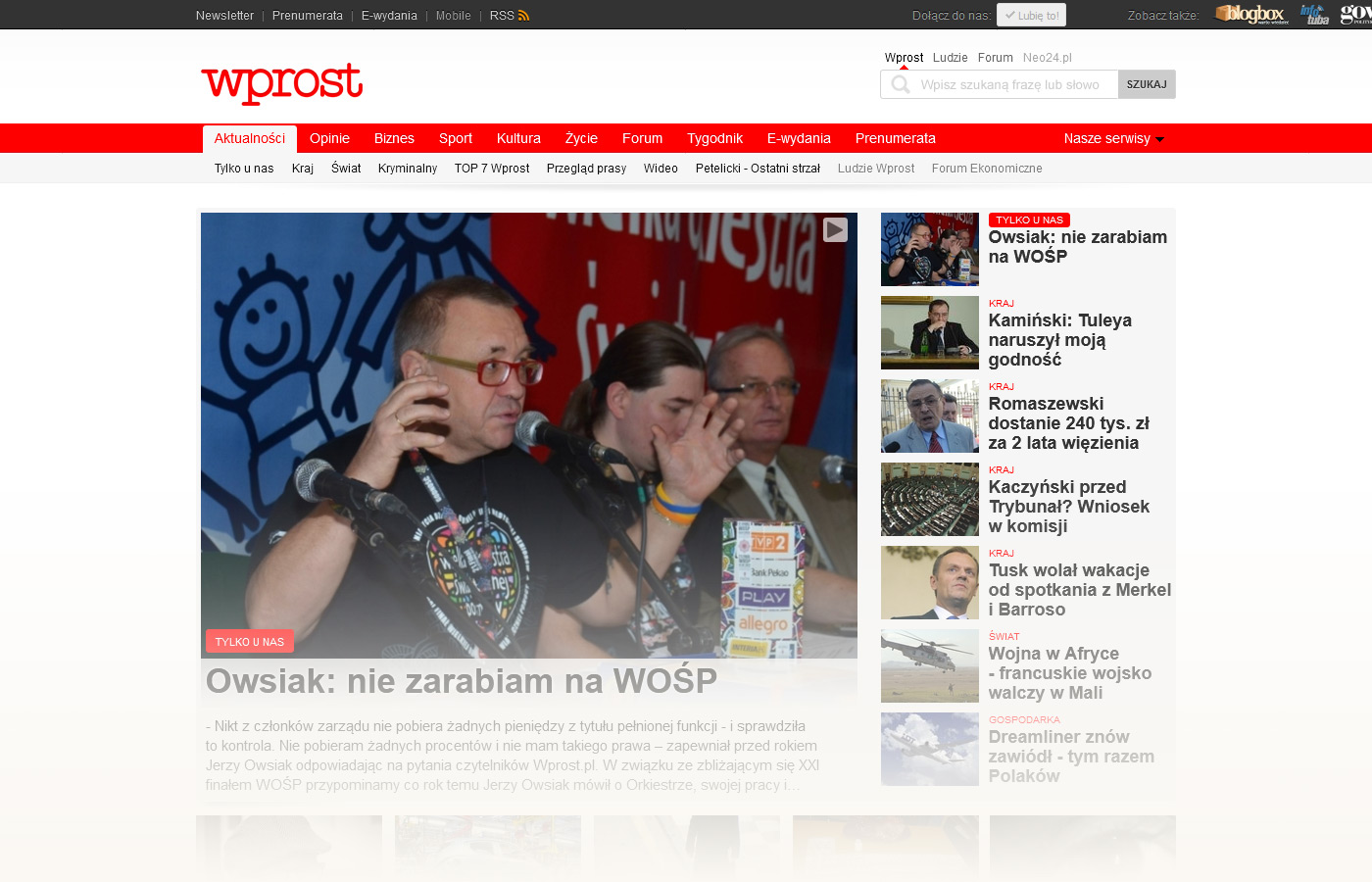 Strona główna Wprost.pl – 2013r.